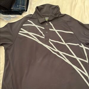 Izod Gray Polo Shirt with Modern Geometric Design